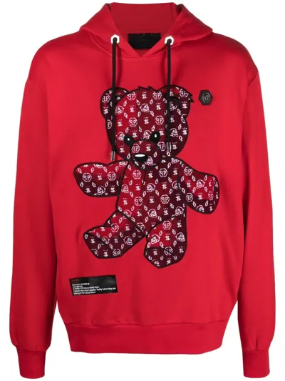 Philipp Plein Teddy Bear Long-sleeve Hoodie In Rot