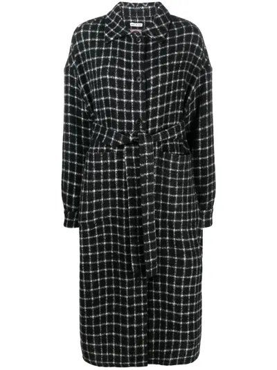 Destin Liamond Checked Wrap Coat In Black&white