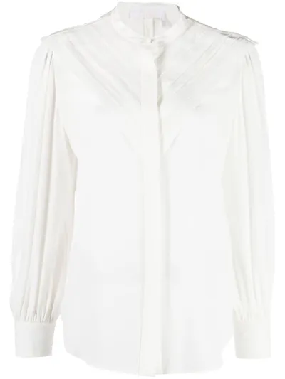 Chloé Pleated Silk Blouse In White