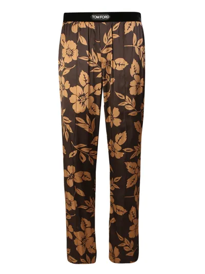 Tom Ford Silk Pajama-style Pants For An Elevated Look By  In Brown