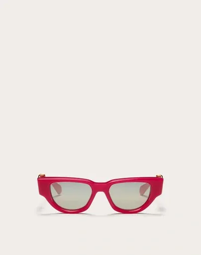 Valentino Garavani Valentino Ii - Cat Eye Acetate Vlogo Frame Woman Fuchsia/silver 50