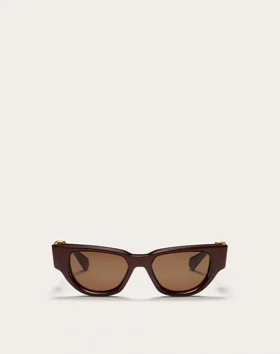 Valentino Due Acetate & Titanium Cat-eye Sunglasses In Maroon/dark Brown