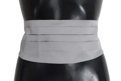 Dolce & Gabbana Gray Waist Belt Silk Cummerbund