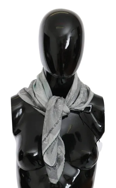 Costume National Print Shawl Foulard Fringes Women's Scarf In Gray