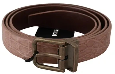 Dolce & Gabbana Beige Exotic Skin Gold Buckle Leather Belt