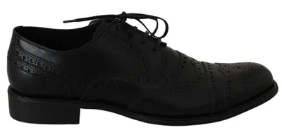 Dolce & Gabbana Black Leather Wingtip Oxford Dress Shoes