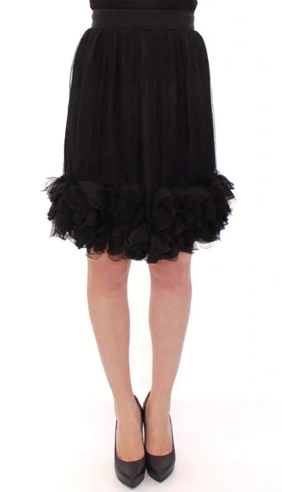 Dolce & Gabbana Black Silk Transparent Above Knees Skirt