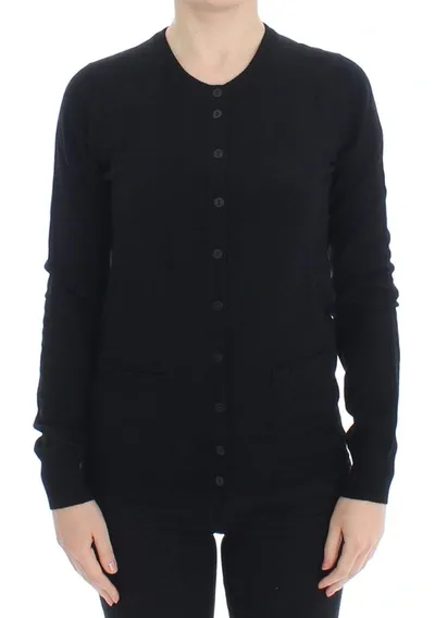 Dolce & Gabbana Black Wool Button Cardigan Sweater Top