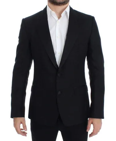 Dolce & Gabbana Black Wool Silk Sicilia Blazer