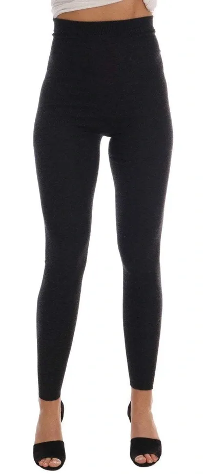 Dolce & Gabbana Gray Cashmere Ribbed Stretch Tights