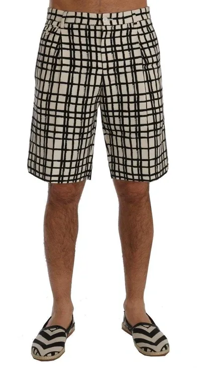 Dolce & Gabbana White Black Striped Casual Shorts