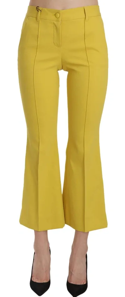 Dolce & Gabbana Yellow Flared Bootcut Capri Cotton Pants