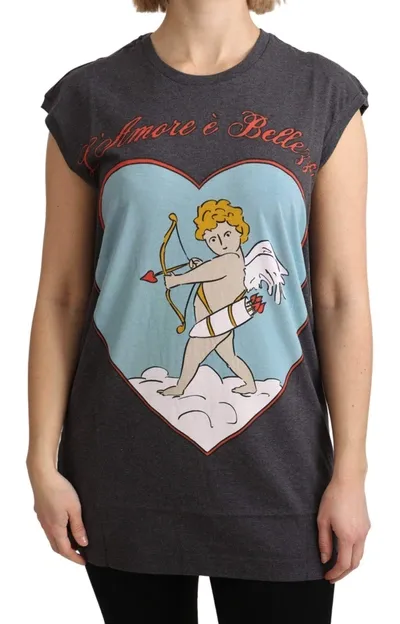 Dolce & Gabbana Gray Cotton L' Amore Top Tank T-shirt