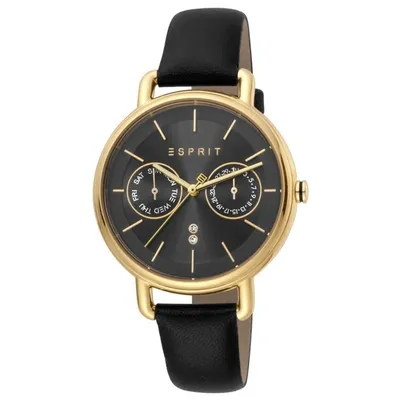 Esprit Gold Quartz Leather Strap   Watch