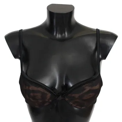 Roberto Cavalli Leopard Nylon Push Up Bra Underwear In Black