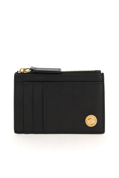 Versace Medusa Zipped Cardholder In Black