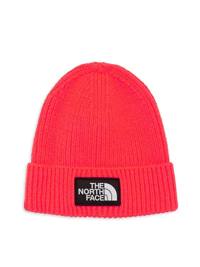 The North Face Tnf Logo Box Cuffed Beanie In Coral