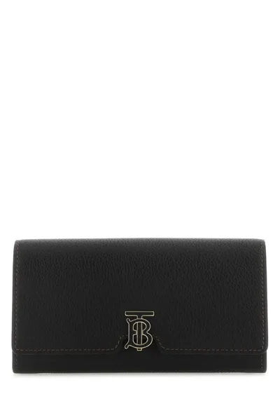 Burberry Monogram-plaque Continental Leather Wallet In Black