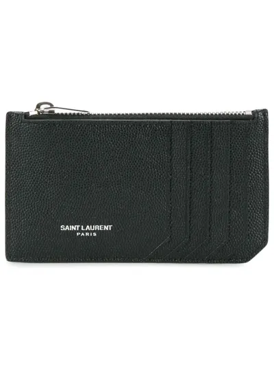 Saint Laurent Zipped Purse In Nero