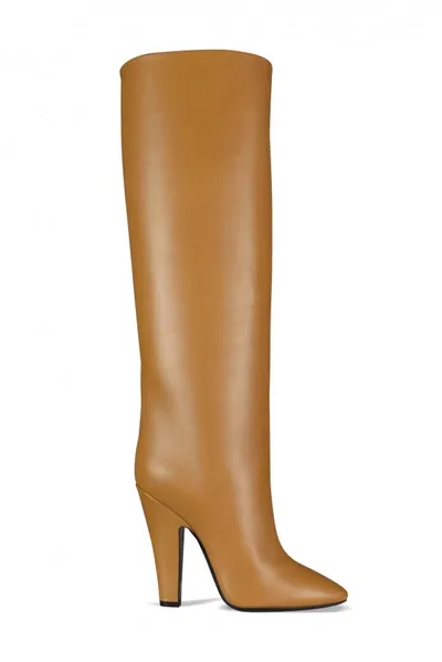 Saint Laurent Knee Boots In Brown