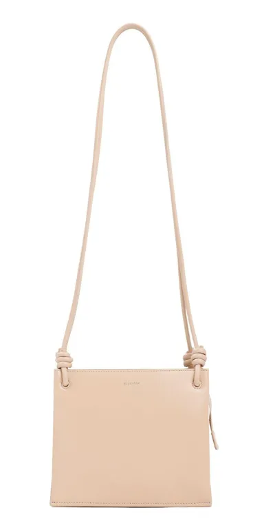 Jil Sander Logo Lettering Shoulder Bag In Beige