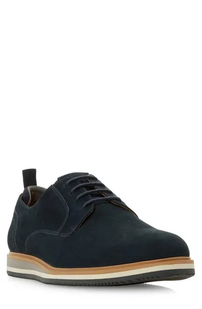 Dune London Bucatini Plain Toe Derby In Navy