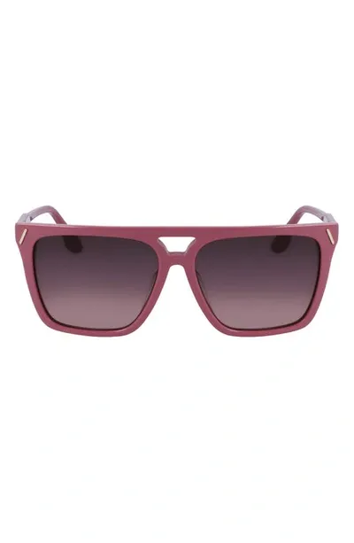 Victoria Beckham 57mm Gradient Navigator Sunglasses In Rose