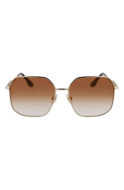 Victoria Beckham Chain Square Metal Sunglasses In Gold/honey