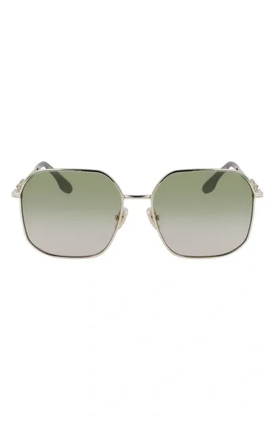 Victoria Beckham Chain Square Metal Sunglasses In Yellow Gold