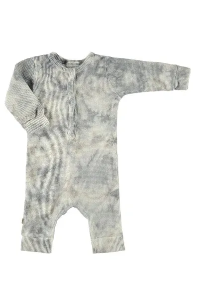 Paigelauren Boys' Tie Dye Thermal Henley Coverall - Baby In Gray Tie Dye