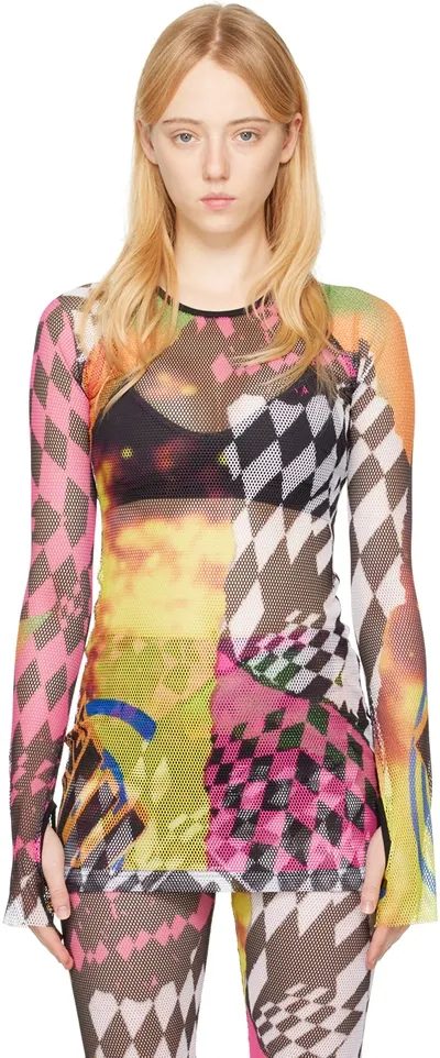 Rave Review Multicolor Arena Blouse In Rave Poster Print