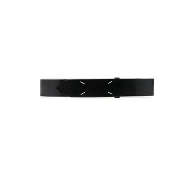 Maison Margiela Black Four-stitch Logo Leather Belt