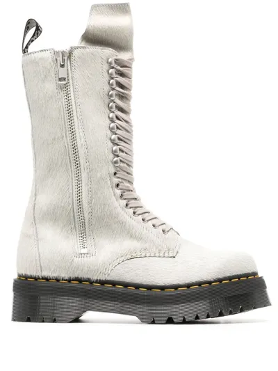 Rick Owens X Dr. Martens Quad Sole Calf-length Boots In Grey