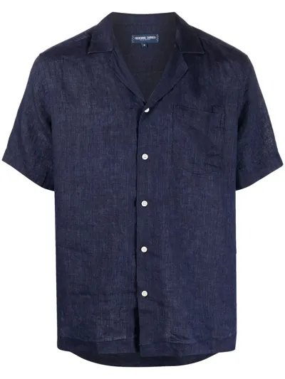 Frescobol Carioca Angelo Short-sleeve Linen Shirt In Blue