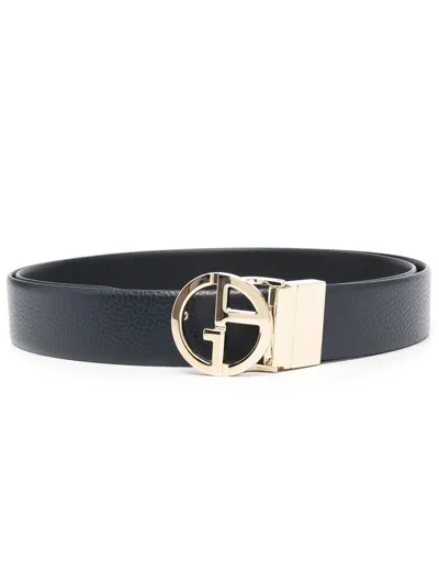 Giorgio Armani Logo-buckle Leather Belt In Blau