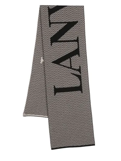 Lanvin Zig-zag Pattern Scarf In Schwarz