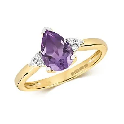 Pre-owned So Diamant & Amethyst Ring Grössen J-q Gelb