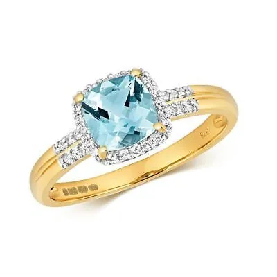 Pre-owned So Diamant & Hell Schweizer Blau Topas Ring Grössen J-q Gelbgold