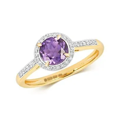 Pre-owned So Diamant & Amethyst-ring Grössen J-q Gelb Gold