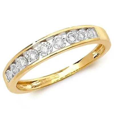 Pre-owned Eternity 0.10ct Diamant  Illusion Set Ring Grössen J-q Gelbgold