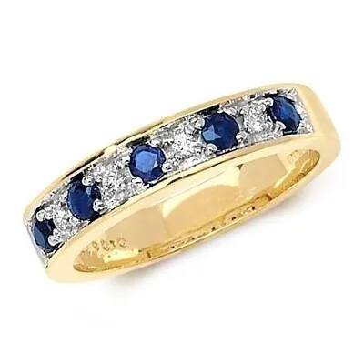 Pre-owned Eternity 0.35ct Diamant & Saphir Ring Grössen J-q Gelbgold