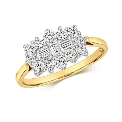 Pre-owned So 0.75ct Diamant Haufen Ring Grössen J-q Gelbgold