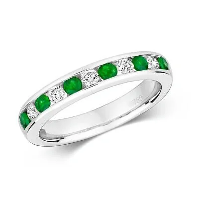 Pre-owned Emerald 0.35ct Diamant Ewigkeit  Ring Grössen J-q