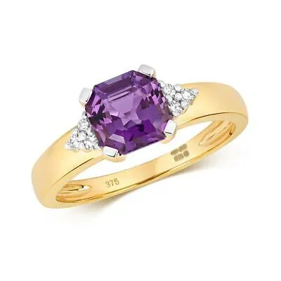 Pre-owned So Diamant & Amethyst Ring Grössen J-q Gelb Gold