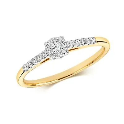 Pre-owned So 0.16ct Diamant Illusion Litaire Ring Grössen J-q Gelbgold