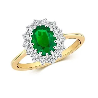 Pre-owned Emerald 0.35ct Diamant  Haufen Ring Grössen J-q Gelbgold