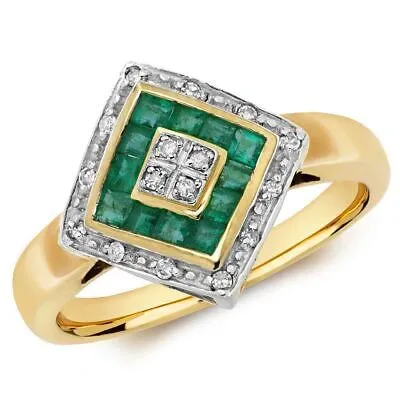 Pre-owned Emerald Diamant &  Ring Grössen J-q Gelbgold