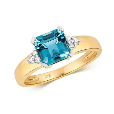 Pre-owned So Diamant & Licht Schweizer Blau Topas Ring Grössen J-q Gelbgold Vergoldet