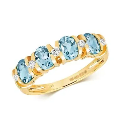 Pre-owned Eternity Diamant & Licht Schweizer Blau Topas  Gelbes Gold