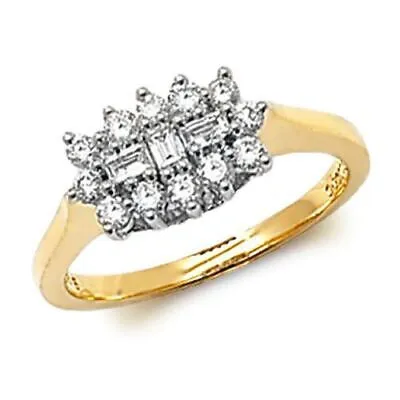 Pre-owned So 0.50ct Diamant Haufen Ring Grössen J-q Gelbgold